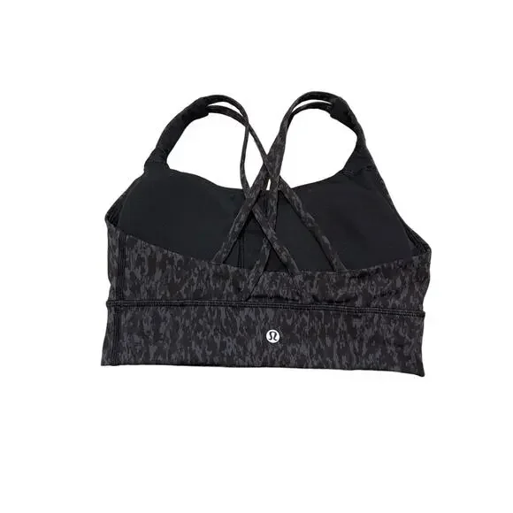 Lululemon Energy Bra Long Line *Medium Support Wild Thing Camo Deep Coal Size 6 - Picture 4 of 8